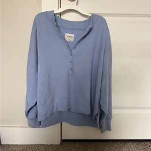 Light Blue Button-Henley Women's Sweater